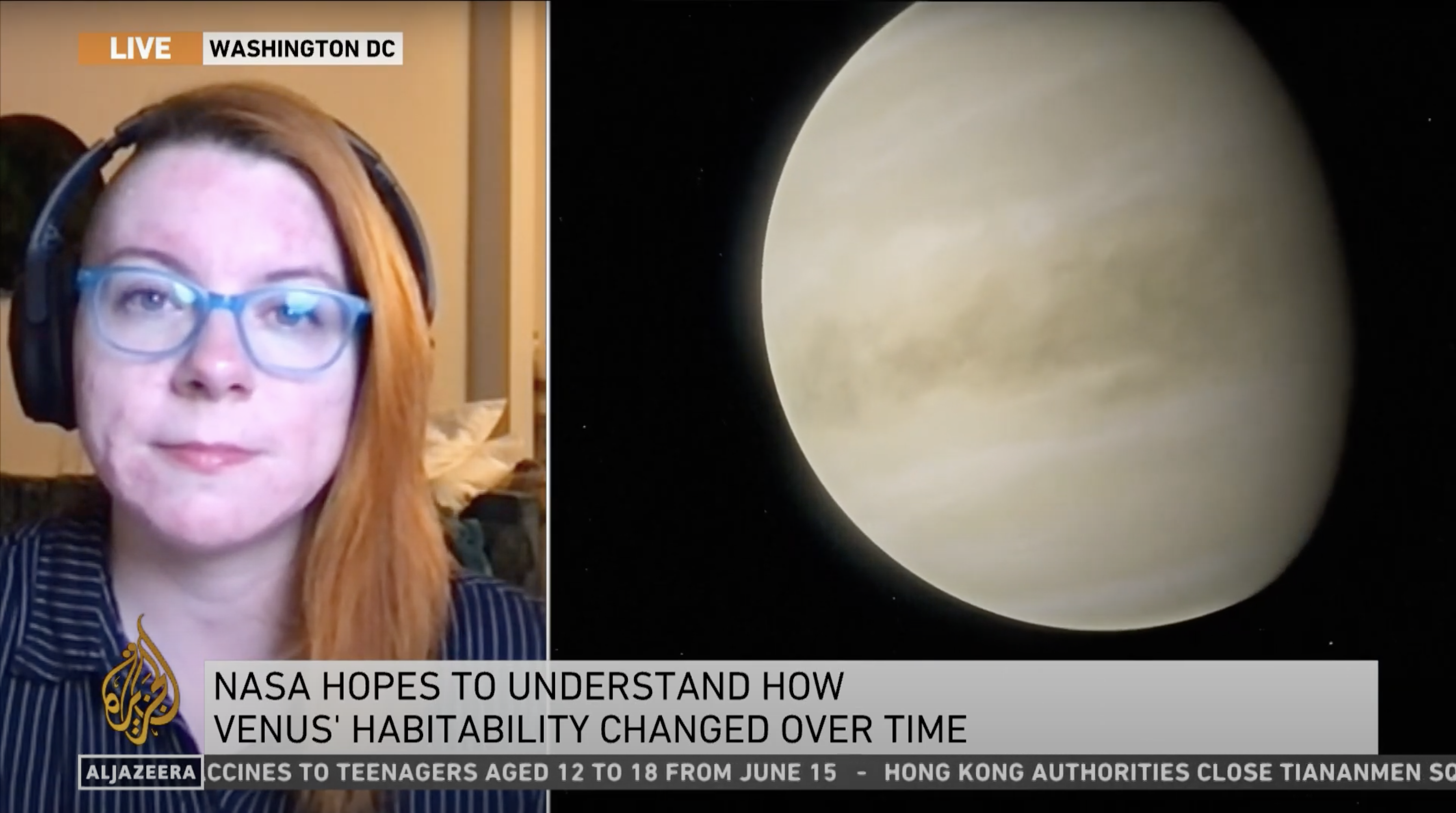 Tanya on Al Jazeera talking about the DAVINCI and VERITAS missions to Venus